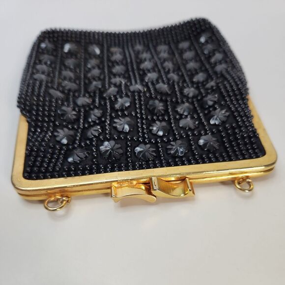Vtg Kiss Lock Beaded Clutch Purse Evening Bag Chain Hand Made Hong Kong - Picture 6 of 12